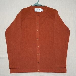 Vintage Talbott Traveler Button Up Cardigan Sweater 70s Burnt Orange Spice Sz 40